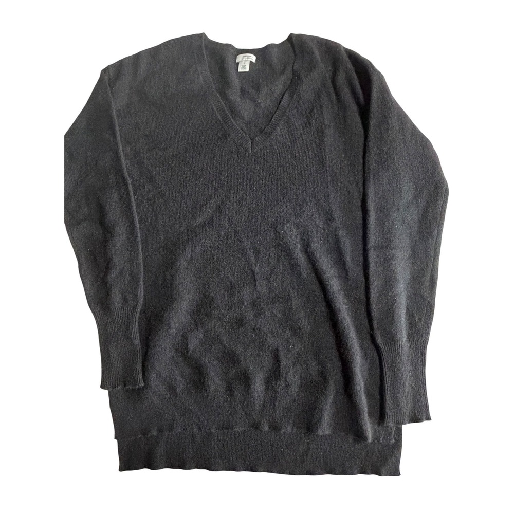 Halogen Womens V-Neck Cashmere Sweater Black Long Sleeve Pullover Top Size S